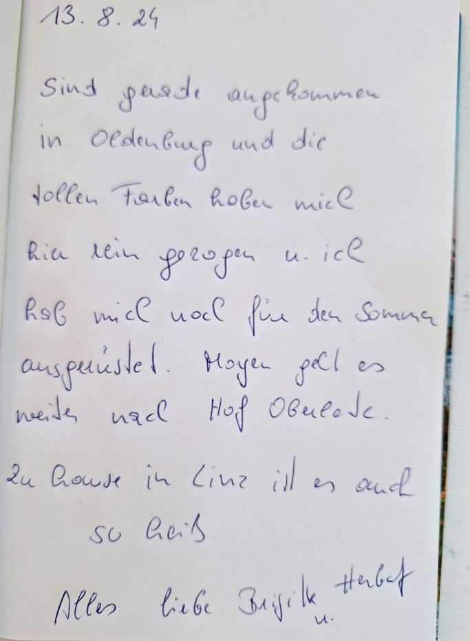 Handschriftliche Notiz mit persönlichen Gedanken zu einem vergangenen Treffen.